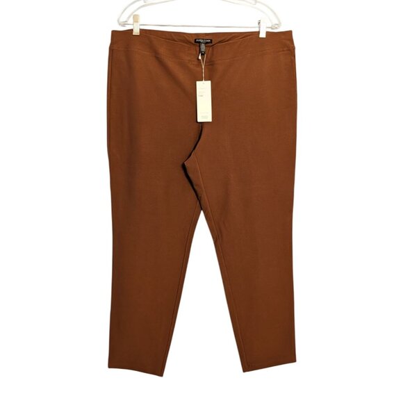 Eileen Fisher Womens 1X Nutmeg Slim Ankle Pants Stretch Crepe French Knit nwt - Picture 1 of 16